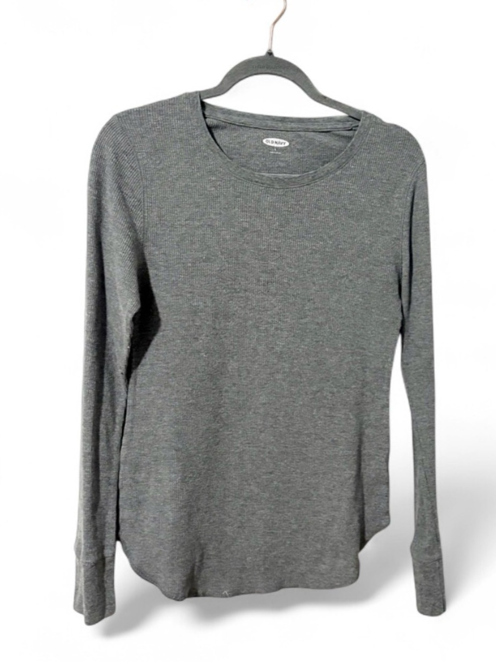 Old Navy Gray Thermal Waffle Knit Long Sleeve Top Size Large